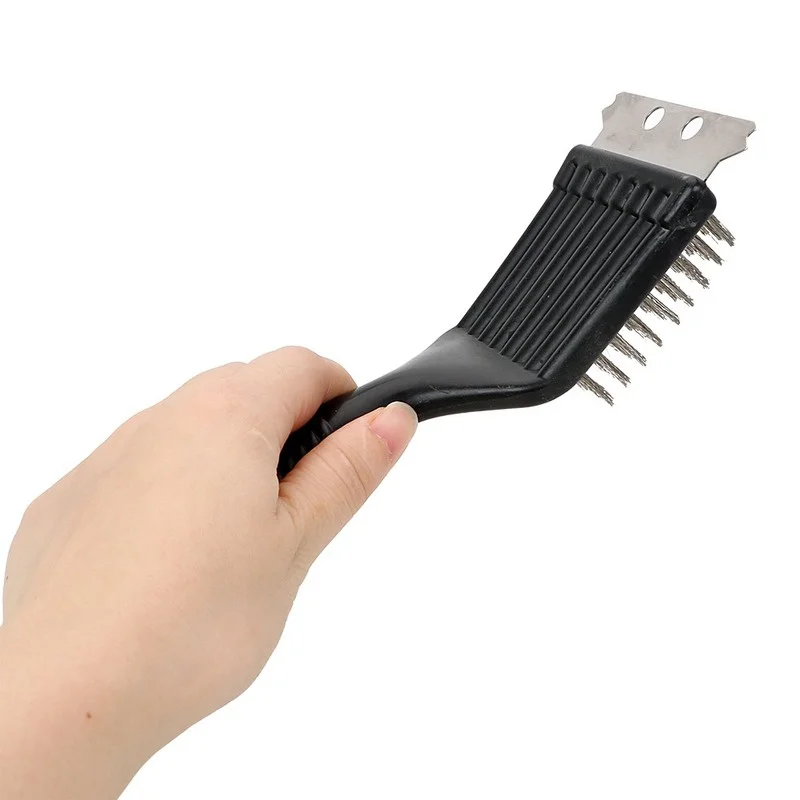 2Pcs Non-stick Barbecue Grill BBQ Brush Stainless Steel Wire Bristles Cleaning Brushes with Handle Durable Cooking BBQ Tools