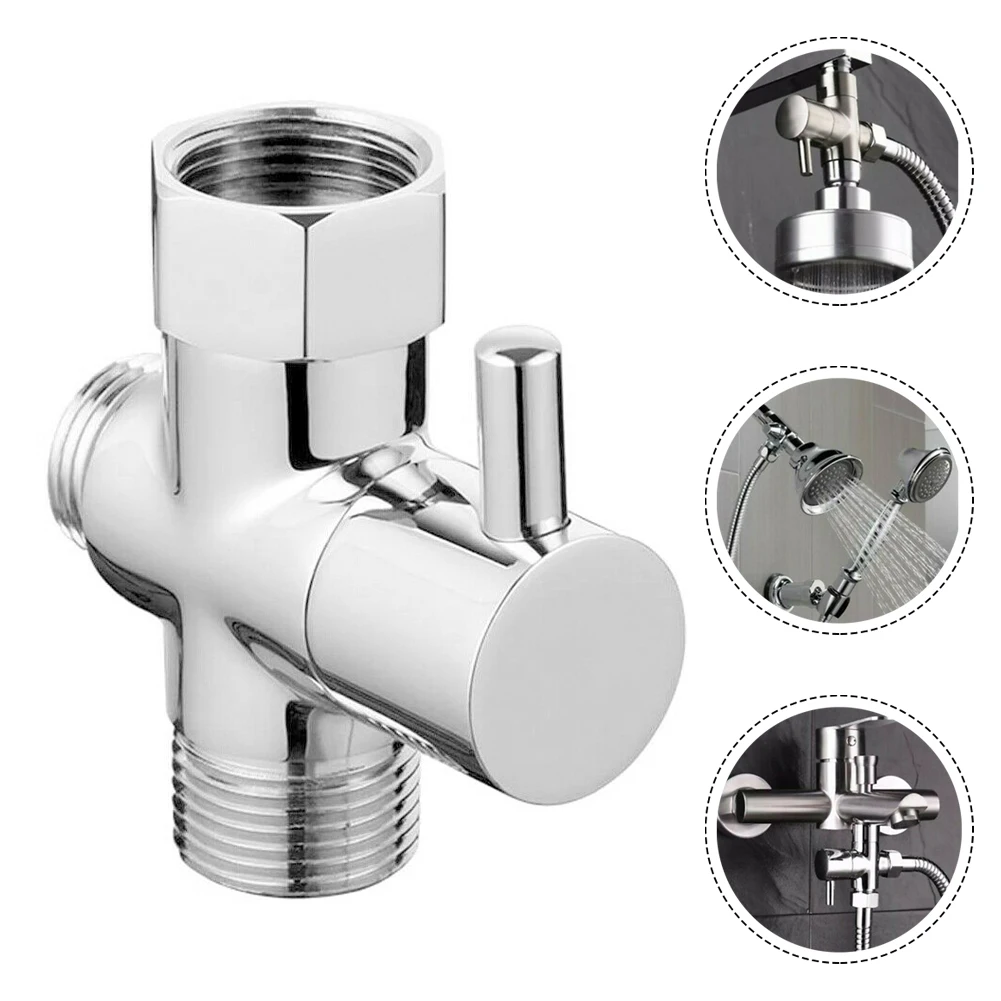 

G1/2in 3-Way Brass Diverter Valve T Adapter Converter Chrome For Shower Head Diverter Valve Three-way Water Distribution Valve