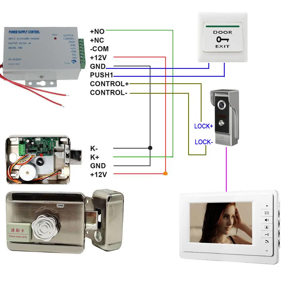 7 Inch Screen Monitor Wired Video Intercom for Home Door Phone Doorbell with Electric Lock House Access Control System images - 6