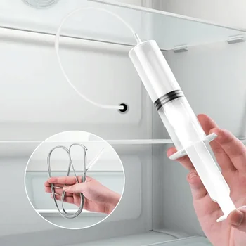 Refrigerator Drain Clean Brush Wash Brush Suction Syringe Hose Fridge Cleaner Stick Dredge 1.5M Drain Hole Kit Cleaning Tools 1