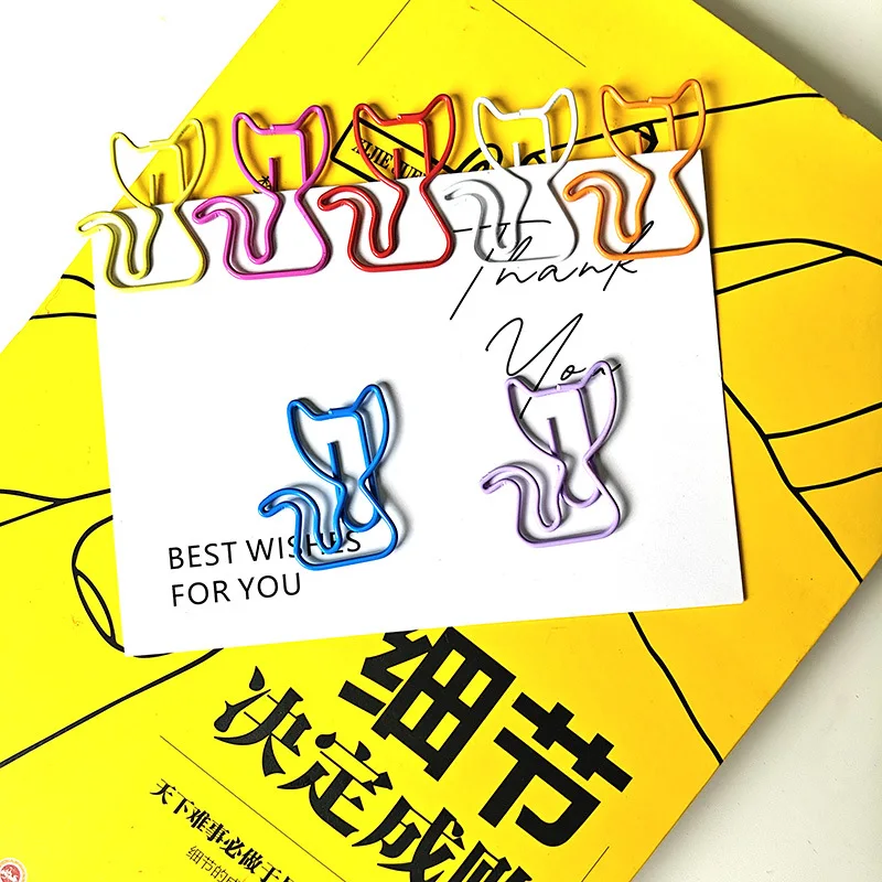 Seven-color cat animal paper clip metal fun color paper clip office supplies bookmark