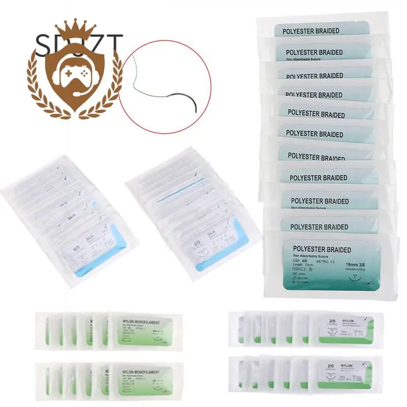 12Pcs-Needle-Suture-Nylon-Monofilament-Non-injured-Suture-Medical ...