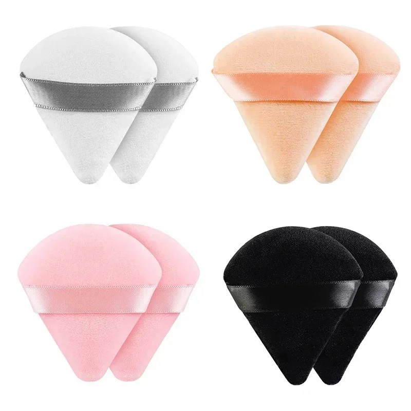 4 Dreieckige Make-up Puderquasten – Aus Samt & Schwamm, Für Foundation, Puder & Mehr, Wiederverwendbar