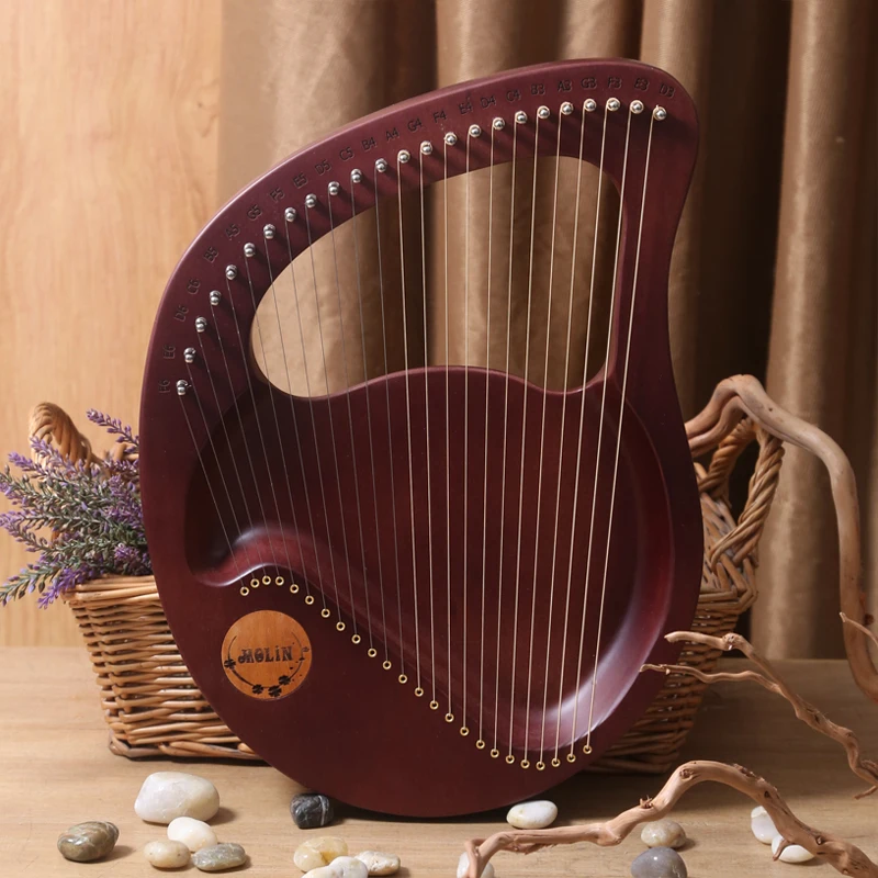 Harp Musical Instrument 24 Strings Lyre Piano Lyre Harp Wooden Mahogany 21 Strings Harp Musical Beginner Instrument With Matching Gifts
