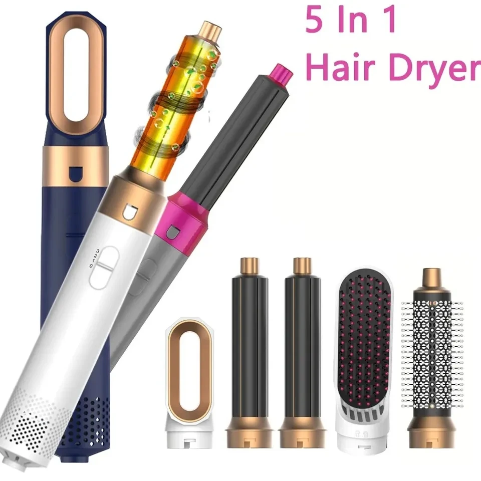 5 in 1 hair dryer Hair Curler Set Upgraded Negative ions Hair Dryer Hot Comb Brush Curling Iron Air wraps 3