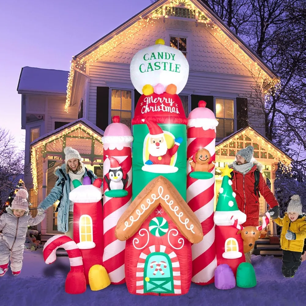 10 FT Christmas Inflatable Decorations,Gaint Candy Castle Inflatable ...