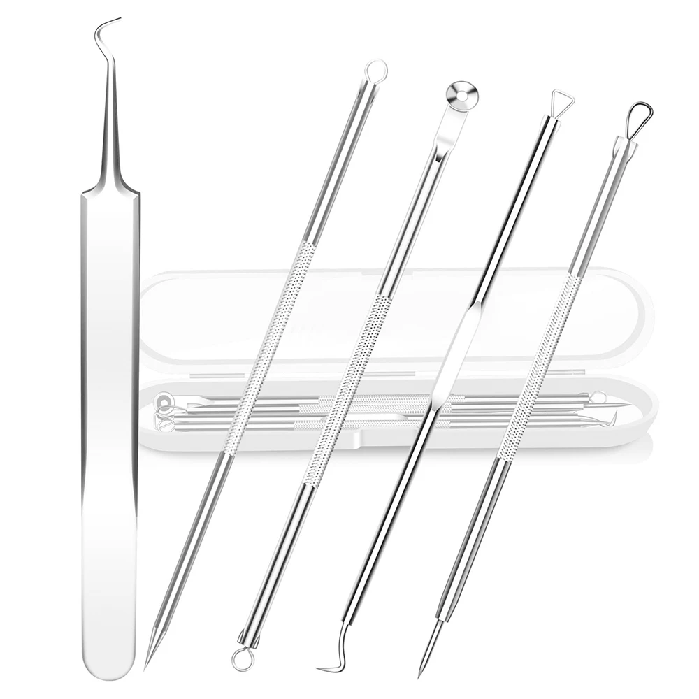 5 PCS Blackhead Remover Comedones Extractor Acne Removal Kit for Blemish, Whitehead Popping, Zit Removing for Nose Face Blackhead Remover