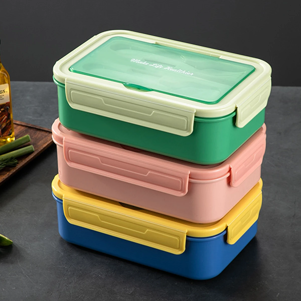 1400Ml Bento Box for Kids Adults Reusable Lunch Box Food Storage Container with 3 Compartments