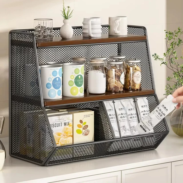 Organisateur multicouche de cuisine, support de rangement de bureau, porte-tasse de comptoir, boîte de rangement de sachets de thé de collation pour Table à manger 1
