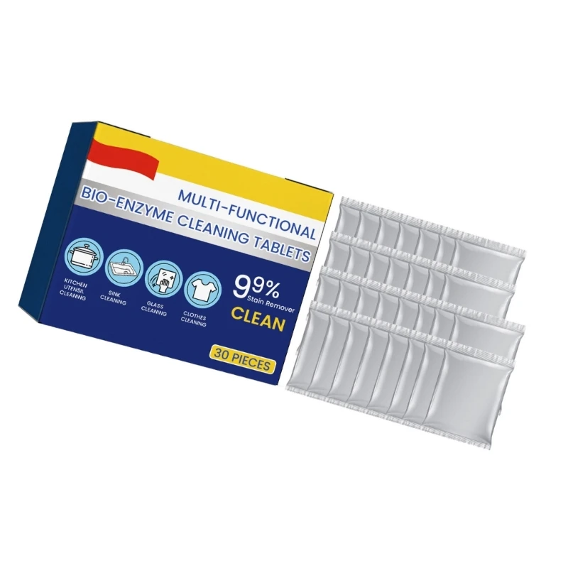 30/60Pcs Multi-functional Bio-Enzyme Cleaning Tablets Laundry Effervescent Tablets Cleaning Effervescent Tablets