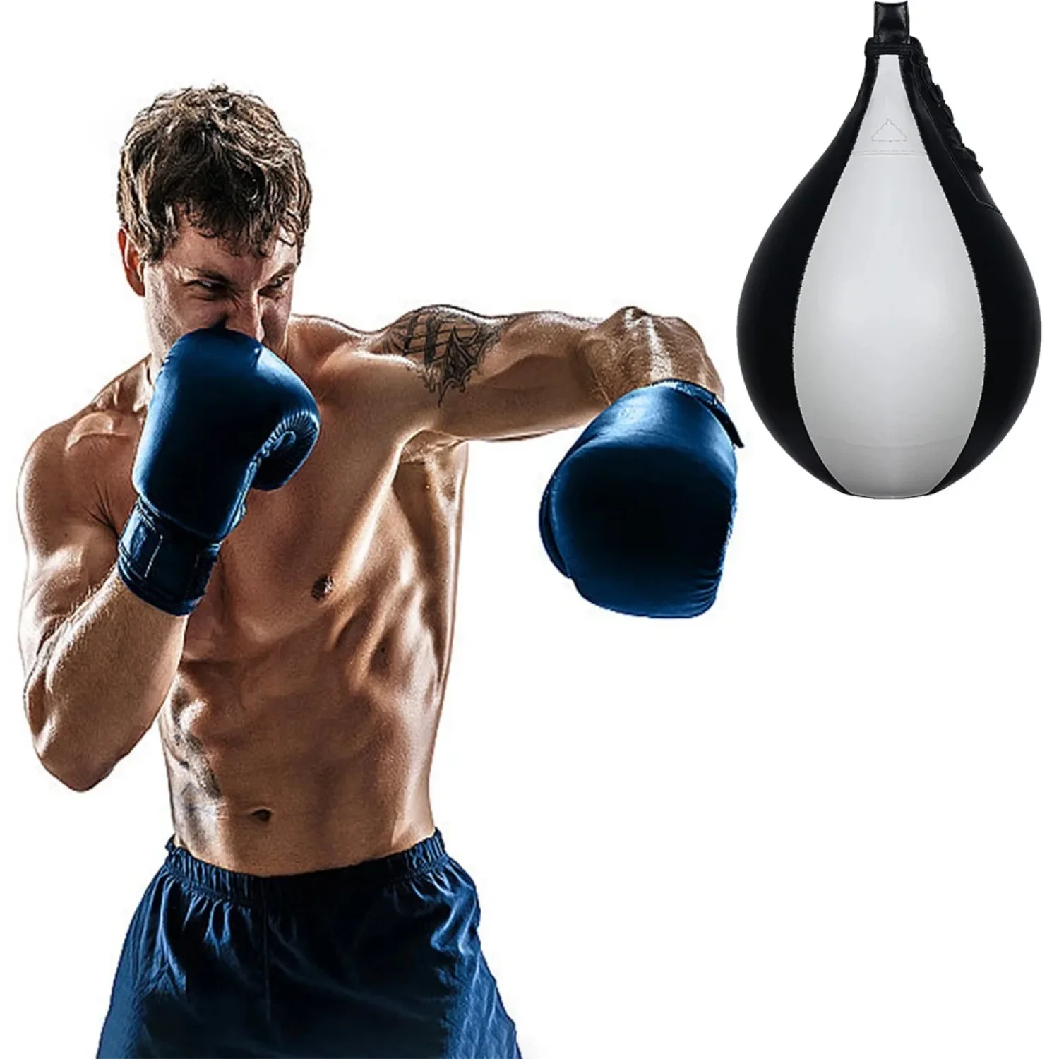 Boxing Speed Ball Pear Shape PU Speed Bag Boxing Punching Bag Swivel Speedball Exercise Fitness Training Ball