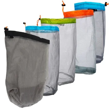 Camping Mesh Bag Drawstring Mesh Bag Mesh Sack Ultralight Mesh Drawstring Sack Outdoor Travel Hiking Camping Stuff Storage Bag
