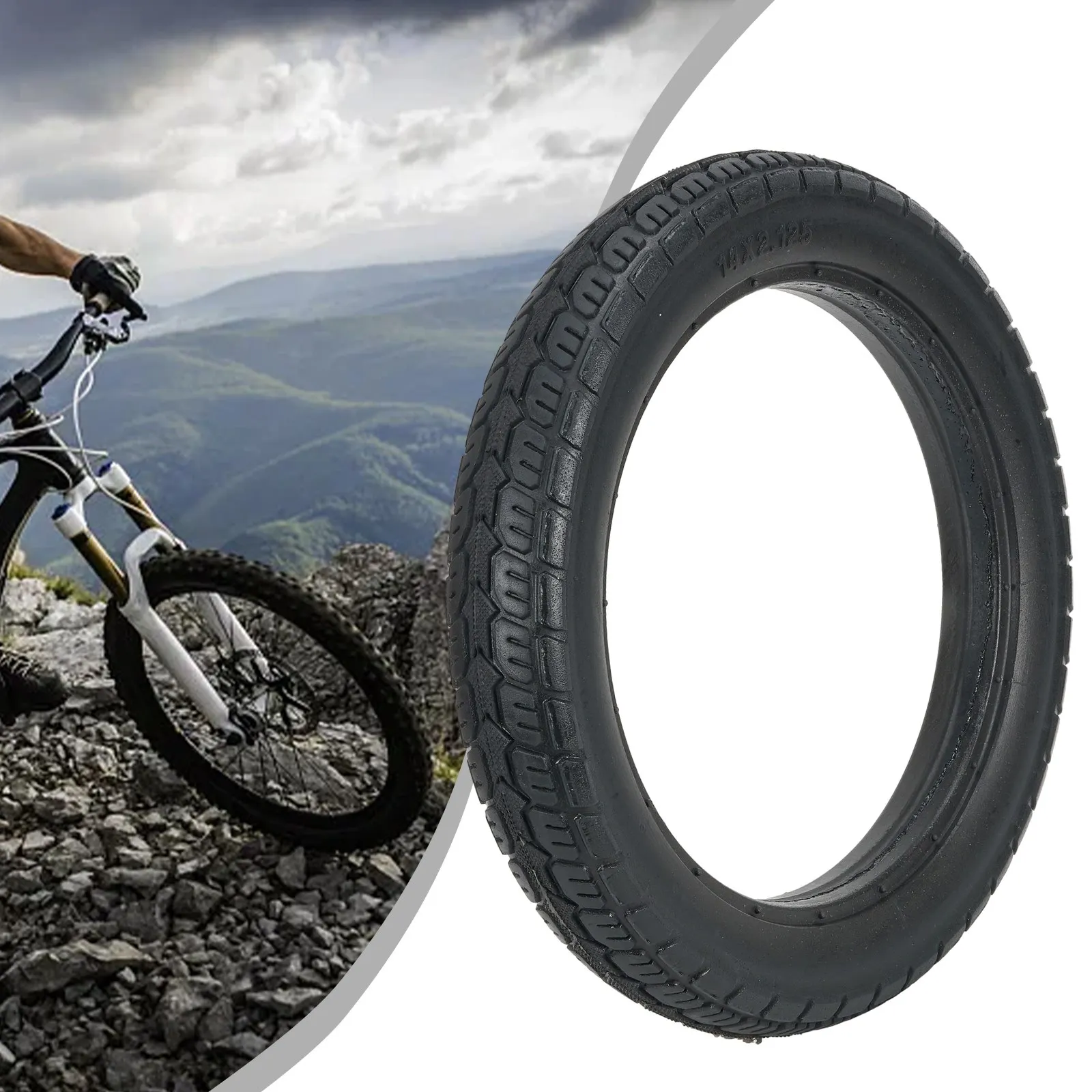 

Tyre Solid Tire Replacement 4x2.125(57-254) Accessories Black Parts Puncture-proof Rubber 14in 1pcs For Bicycle