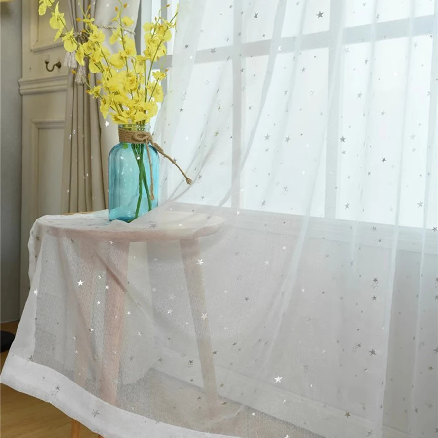 Shiny Stars Children Cloth Curtains For Kids Boy Girl Bedroom Living Room Blue/Pink Blackout Cortinas Custom Made Drape wp123#45 3