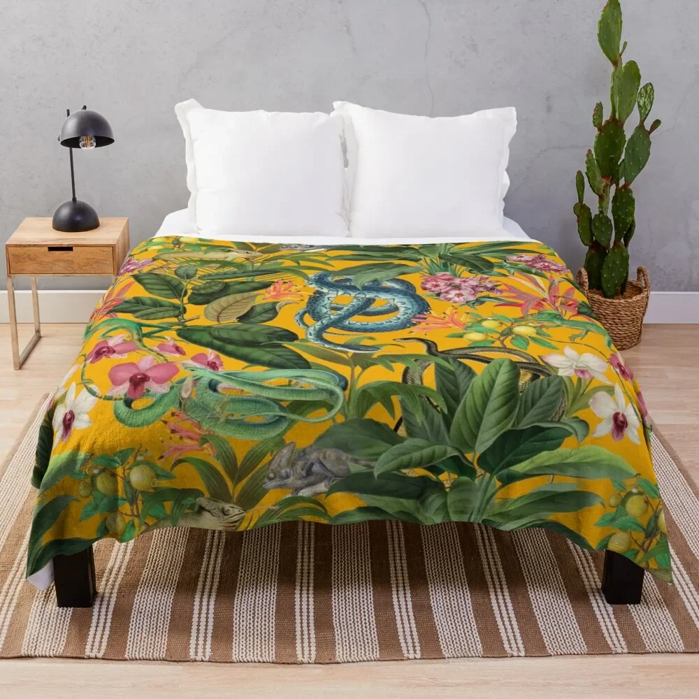 

Copy of Midnight Jungle Bird Tropical Paradise Vintage Botanical Illustration Throw Blanket for babies Stuffeds Blankets