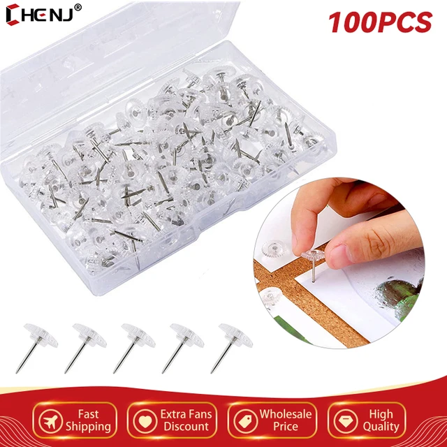 100Pcs Transparent Black Map Pins Multi-purpose Gear-like Push Pins Decor  Thumbtacks Pushpins Tool - AliExpress