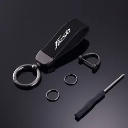 Elegant Suede Horseshoe Buckle Keychain Key Ring (Black)