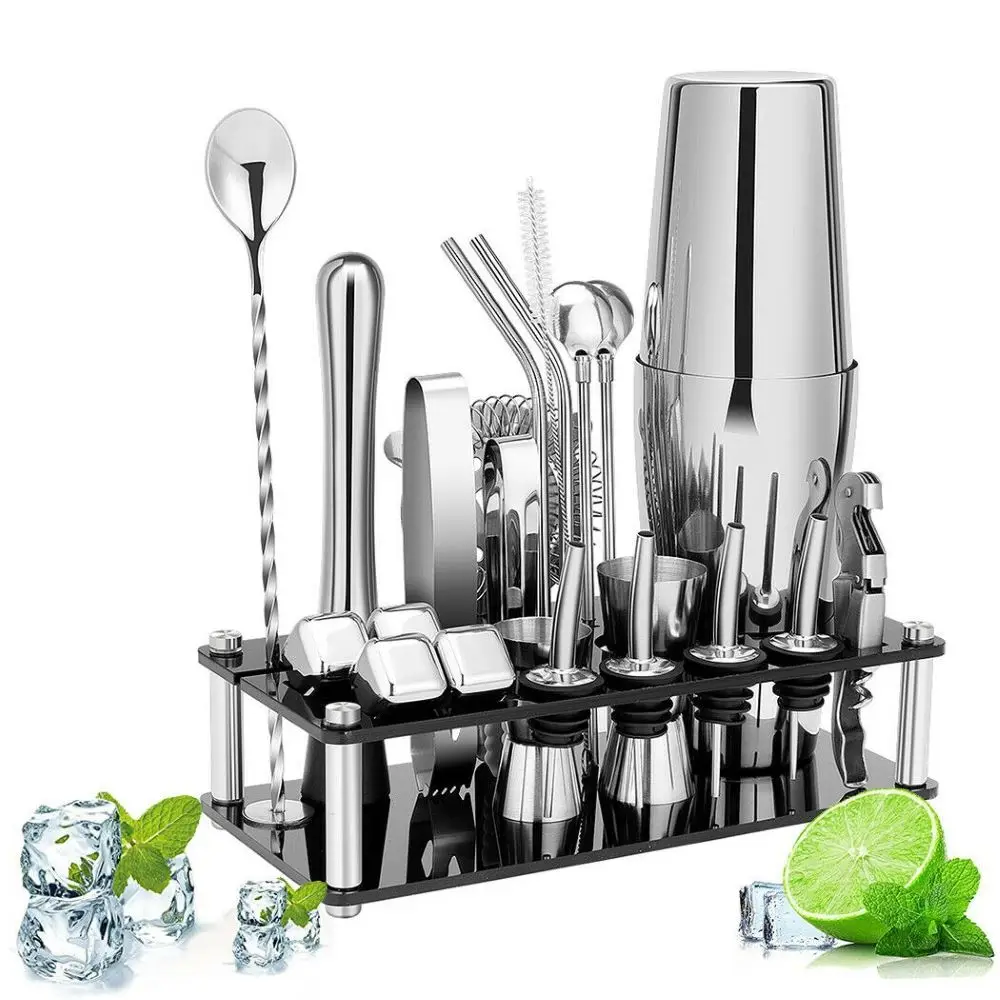 

23-Piece Cocktail Shaker Set Stainless Steel Martini Mixer Drink Bartender Kit, Bar Party Tools 550+750ML Cocktail Shaker