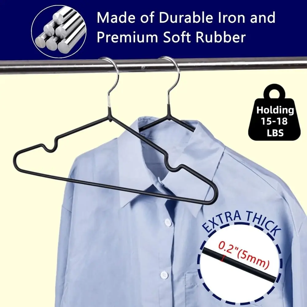 Clothes hanger 10PCS Non-Slip Rubber Coated Metal Shirt Blouse Hanger Heavy Duty Coat Suit Rack with Round Notches Dress Holder