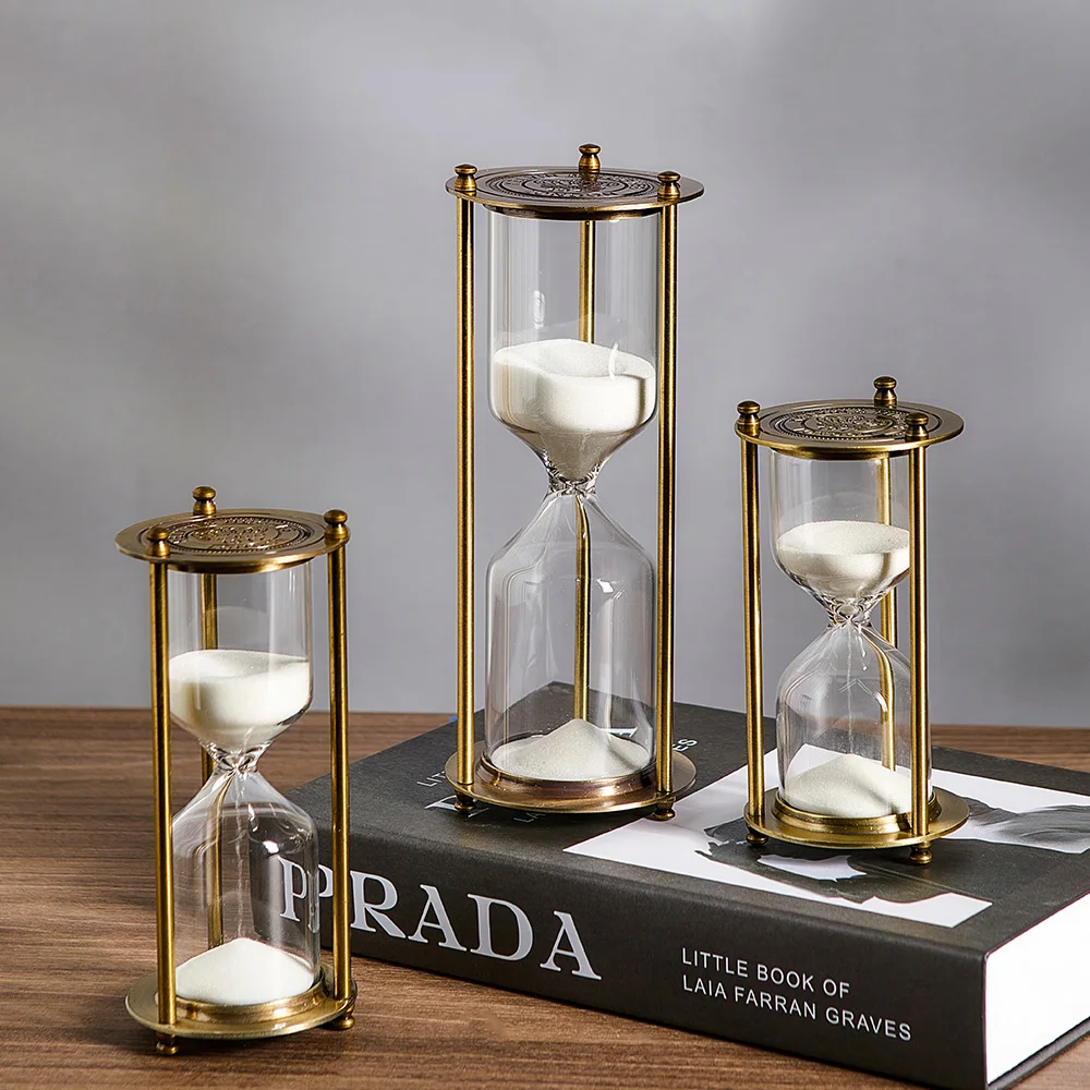 Comprar Reloj de arena dorado de 60 minutos, reloj de arena de cristal,  temporizador de Metal, decoración Vintage para habitación, adornos de lujo,  regalo de decoración para habitación Clessidra