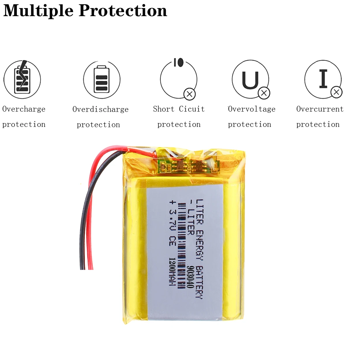 Migliore Marca di Batterie, Vendita all'Ingrosso 903040 3.7V 1200mAh Batteria ai Polimeri di Litio con Scheda di Protezione per MP5 e Auricolari Bluetooth - Image 4
