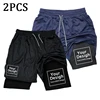 New Custom Compression Shorts Men Gym Athletic Pants Your Logo Fitness Personalized Double Layer Quick Dry 2 In 1 Sports Shorts 2