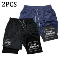 New Custom Compression Shorts Men Gym Athletic Pants Your Logo Fitness Personalized Double Layer Quick Dry 2 In 1 Sports Shorts 2