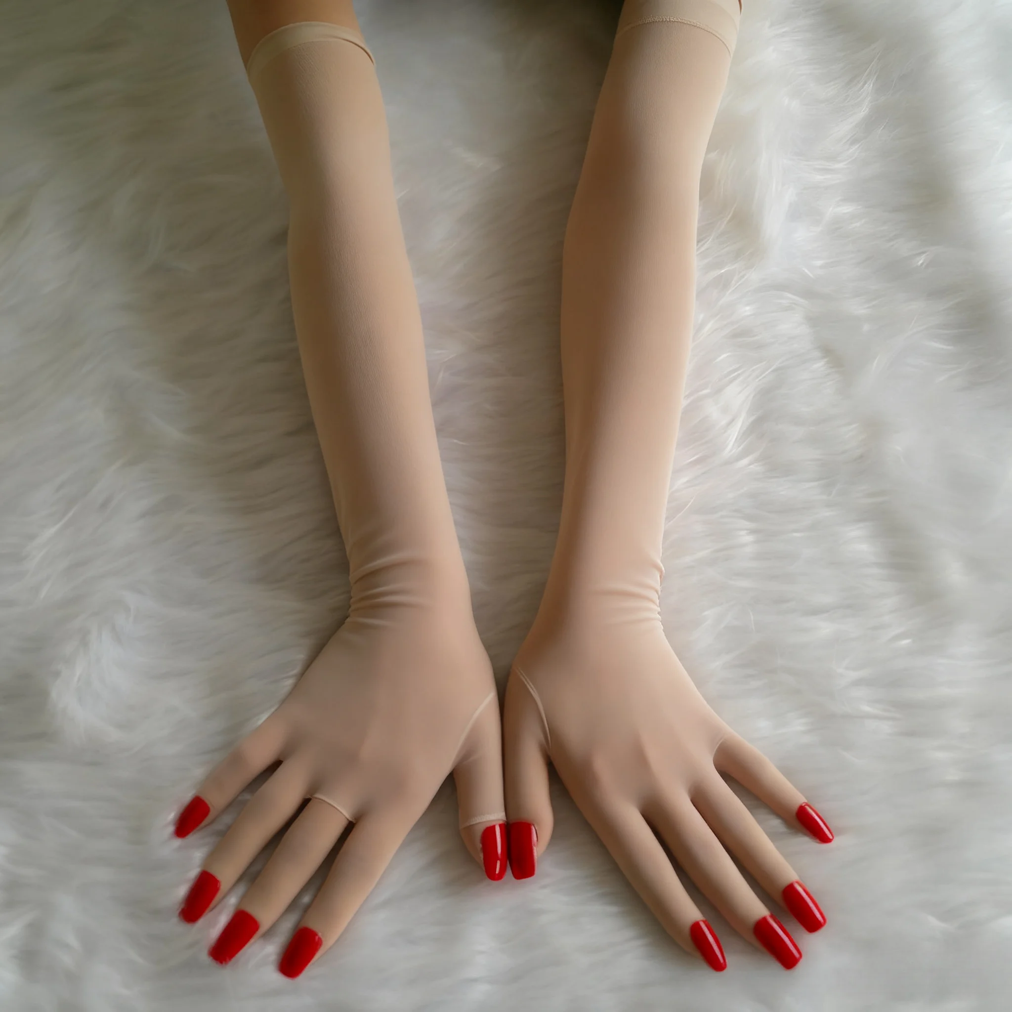 Sexy Cosplay lange Handschuhe mit Nägeln, Unisex, hochelastisch, atmungsaktiv, 5 Finger, Crossdressing-Handschuhe – Detail 10