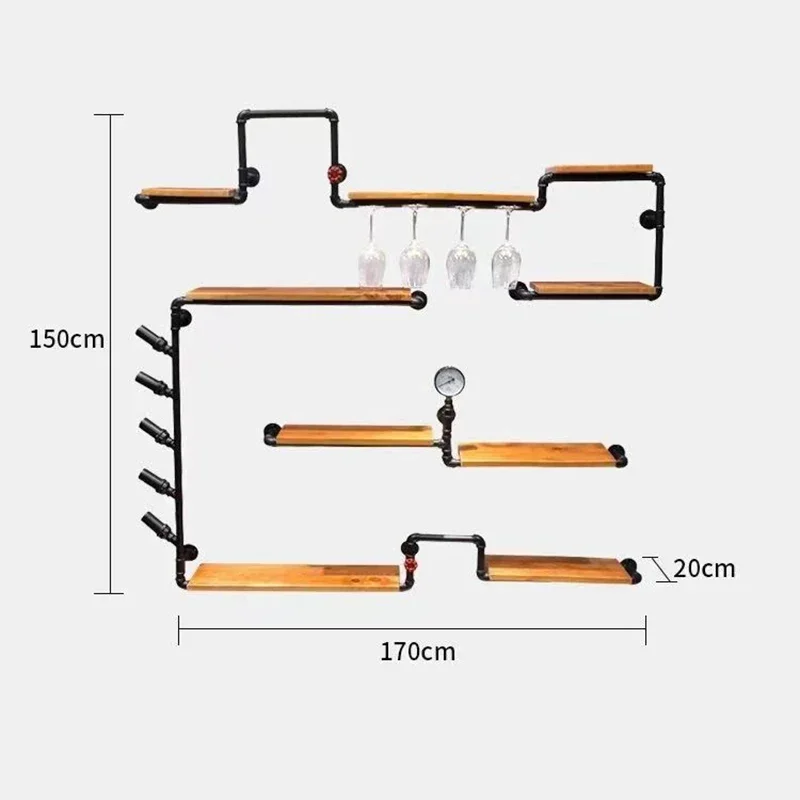 Wall Industrial Bar Cabinets Modern Wood Luxury Shelf Liquor Cabinet Bottle Holder Shelves Stojak Na Wino Bars Home Furniture