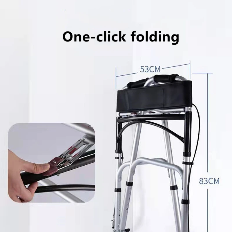 Elderly Foldable Rehabilitation Walker Stick Assist Aluminum Alloy Standing Frame Disabled Rollator Mobility Training Tool