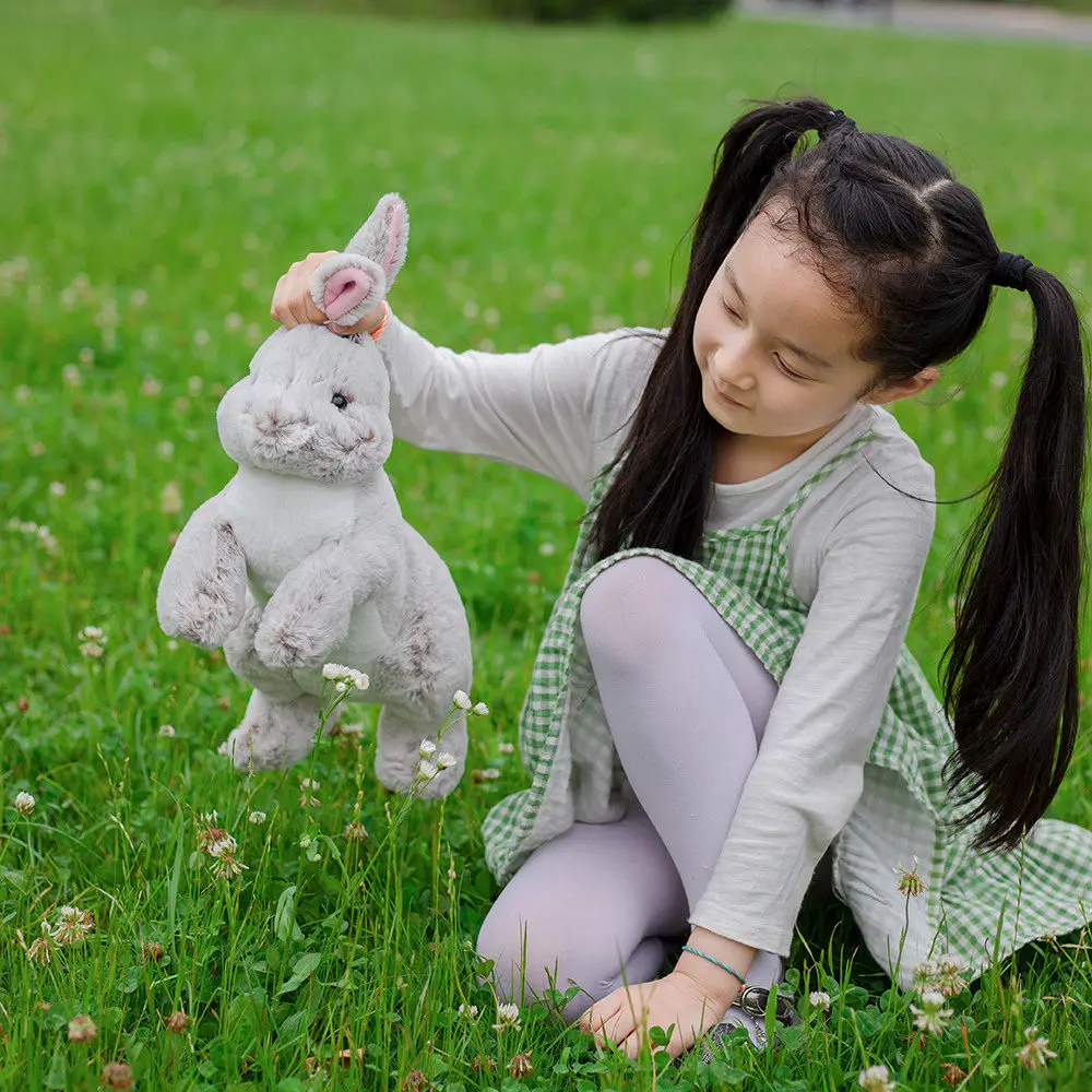 Realistic Furry Rabbit Plush Toy Lifelike Animal Bunny Baby Doll Simulation Model Birthday Gift Room Decor 30-50cm