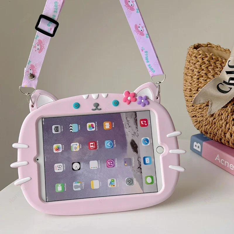 Capa de Silicone para Xiaomi Redmi Pad se Kids Friendly 3d Cartoon Cat 360 Rotativo 11 2023 6pro 5pro 11