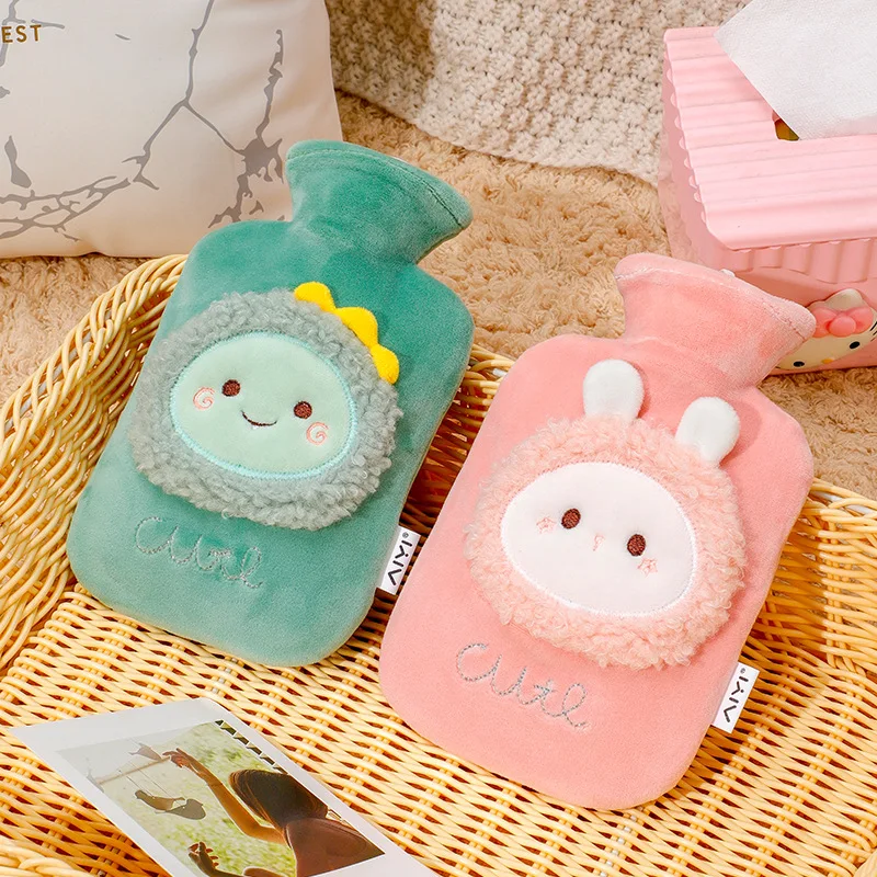 

Cute Animal Pattern Fleece Hot Water Bag Multiple Colors Water Warmer Soft Touch Hand Warmers Household Daily Necessities