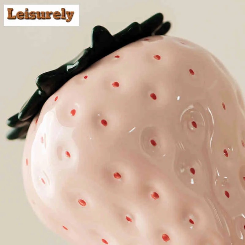 Creative Strawberry Ceramic Vase Zen Flower Insert Flower Basket Plant Pot Household Flowerpot Chinese Tea Set Accessories Gift