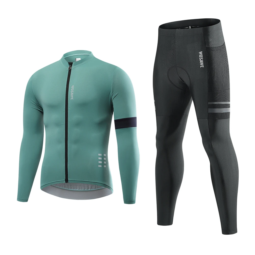 thumbnail image 1 of WOSAWE - Conjunto de ropa de ciclismo para hombre, de secado rápido, antibolitas, para carreras de carretera, primavera y verano, con bolsillos, 1 of 5