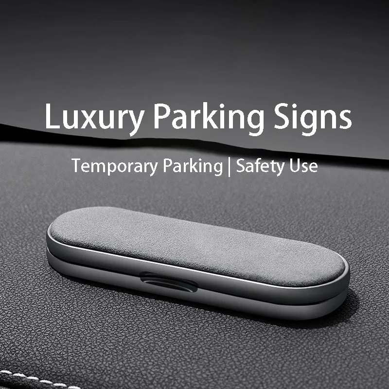 New Car Parts Real Leather Parking Card Phone Holder Interior Phone Mat Tesla Model Temporary Number Car Tools Plate