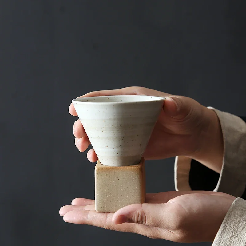 Creative Retro Ceramic Coffee Cup Rough Pottery Tea Cup Japanese Latte Pull Flower Porcelain Household New Pottery Mug 1pcs ceramic coffee cup set