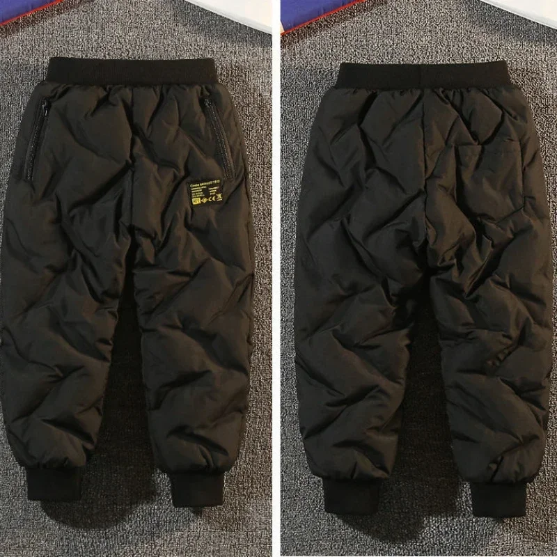 Kids Pants Winter Fleece Thick 2-12Y Child Solid Warm Casual Sports for Boys Girls