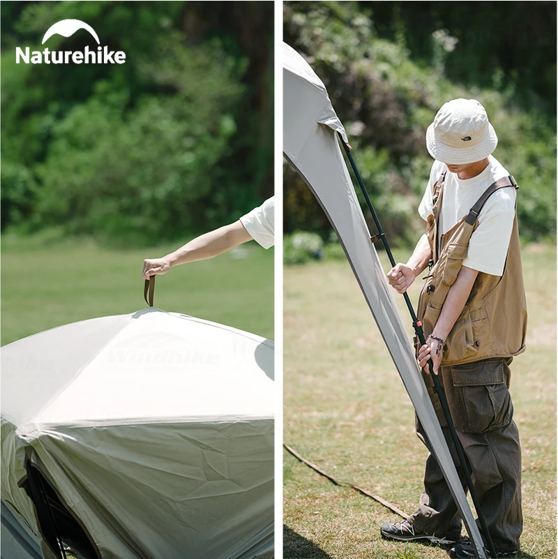 Naturehike Dome Tent with Canopy Waterproof Quick Opening Camping Outdoor Travel Family Silver Coated Sun Shelter Tent Sunscreen