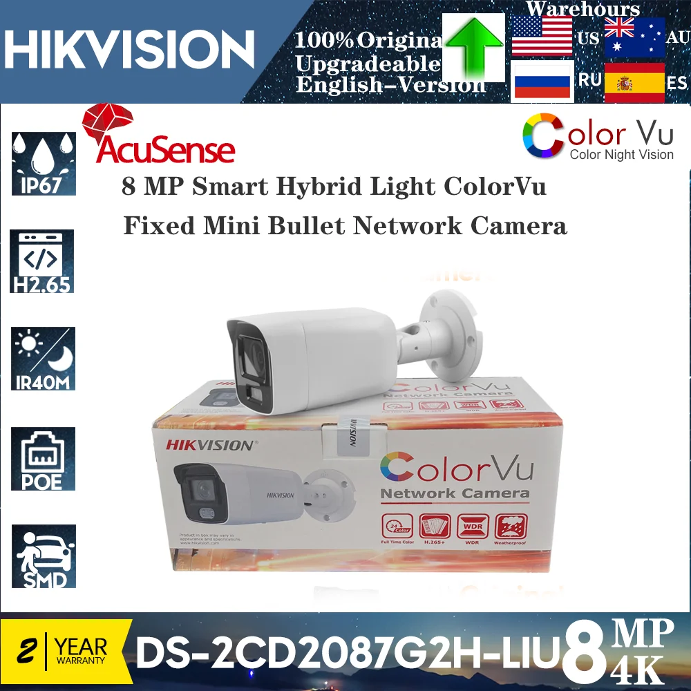 Hikvision 4K 8MP Bullet IP Camera DS-2CD2087G2H-LIU Smart