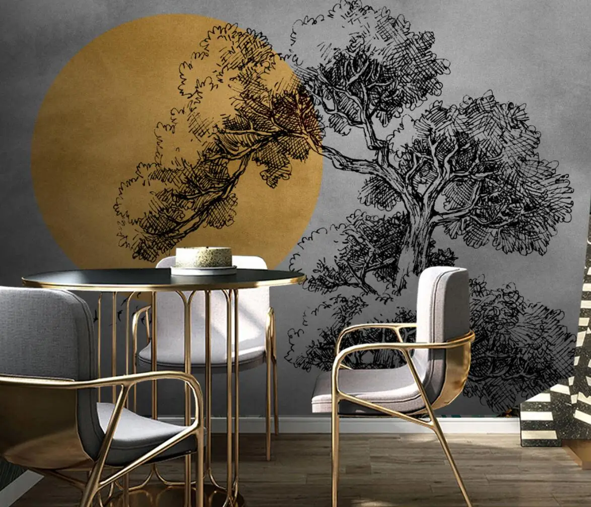 Custom Nordic retro tree TV Background Mural wall paper home decor Retro Nostalgic Study Photo 3D Wallpapers for Living Room