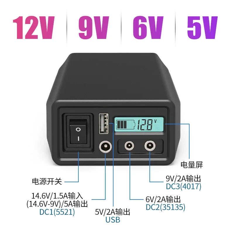 Bateria do Usb do Ferro do Lítio de 14v 12v 9v 6v 5v 24000mah Lifepo4 para o Monitorrouter Luzes Caixa de Voz Banco do Poder da Emergência do Motor - Image 2