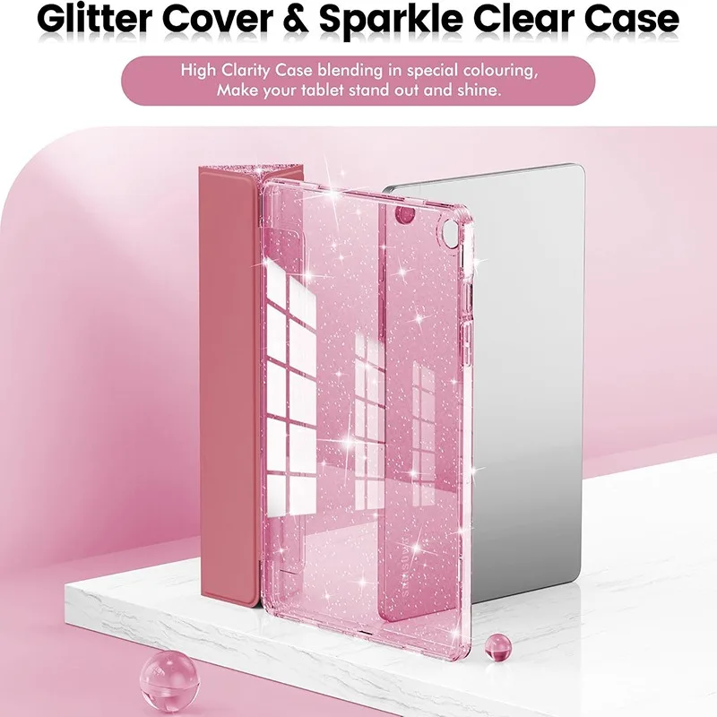 Glittering Sparkly Tablet Case with Pencil Holder and Stand