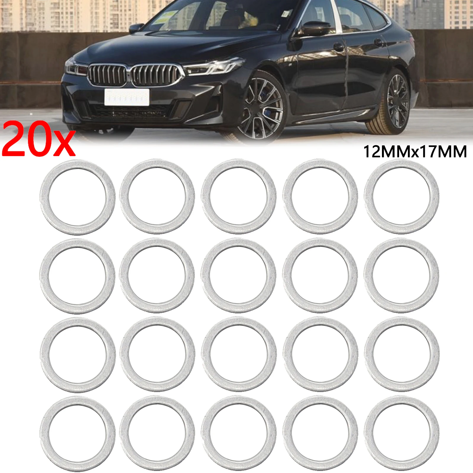 20 PCS M12 Aluminum Engine Oil Drain Plug Crush Gaskets Washers Seals