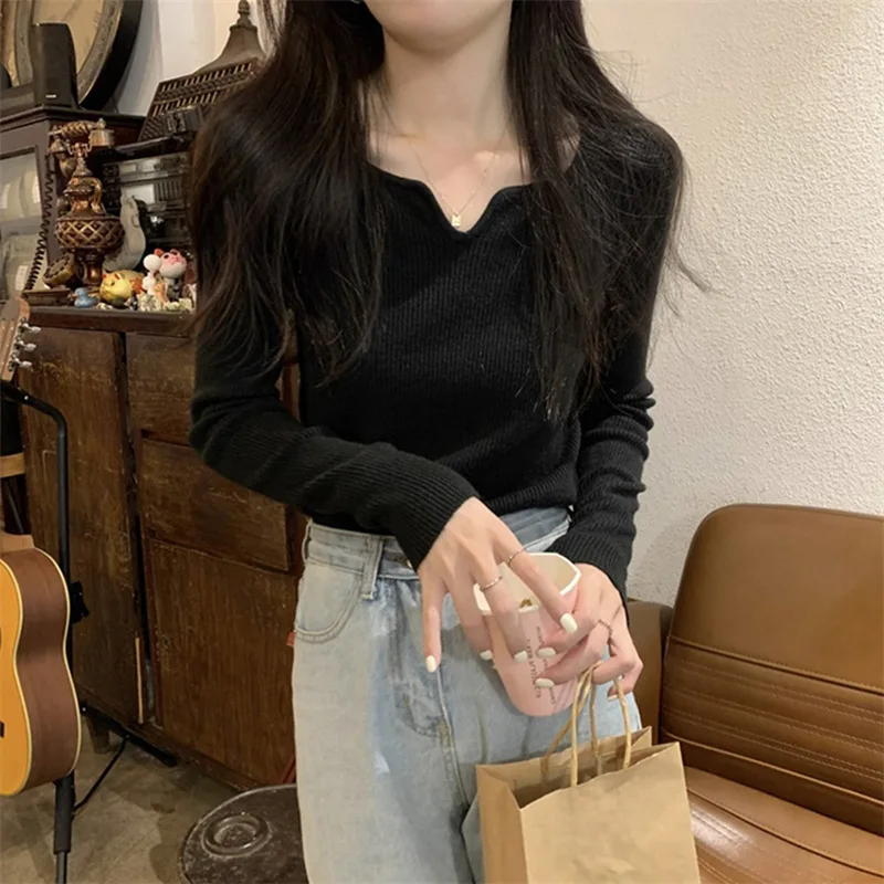 White Long Sleeve Slim Fit Women Sweater