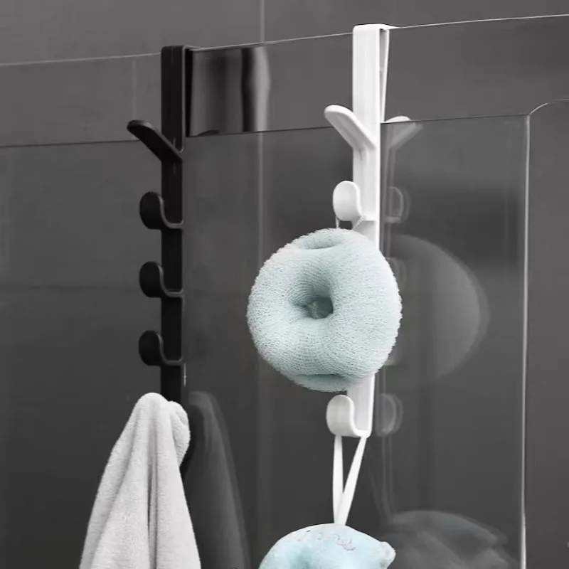 1/2pcs No-Drill Door Hook Rack - 5-Section Hanger for Cabinet & Wardrobe, Space-Saving Storage Solution