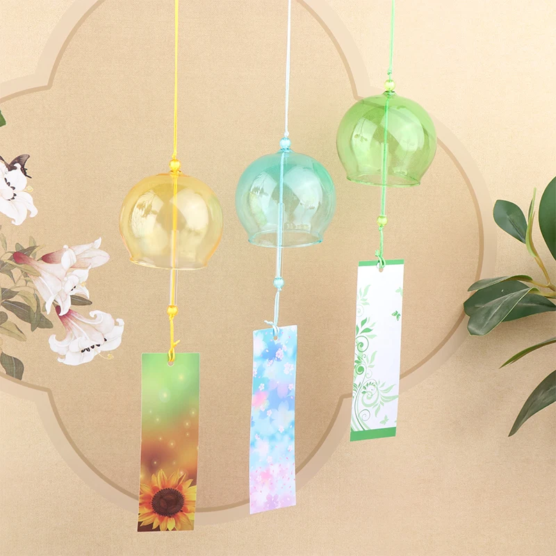 Sakura Wind Chimes Japanese Handmade Glass Wind Bell Hanging Craft Furin Cherry Blossom Pendant Decoration room Decor