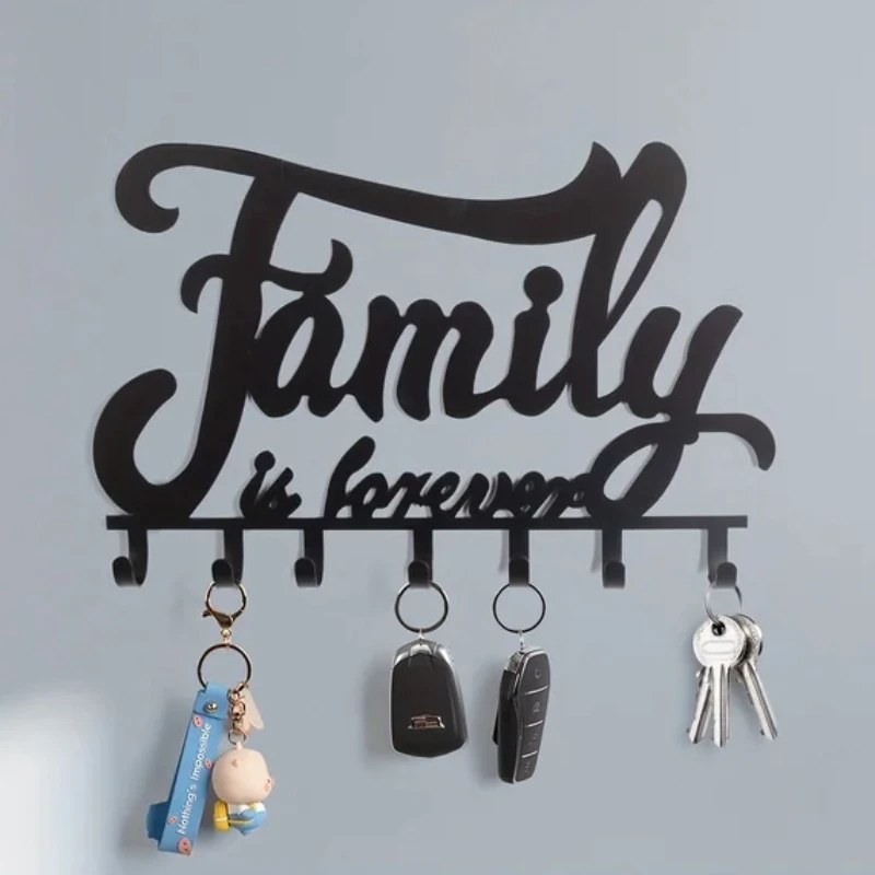 

Black Metal Key Holder, Wall Mounted Key Holder, Decorative Home Rack Hooks, Key Hanger Iron Art，Coat Hanger