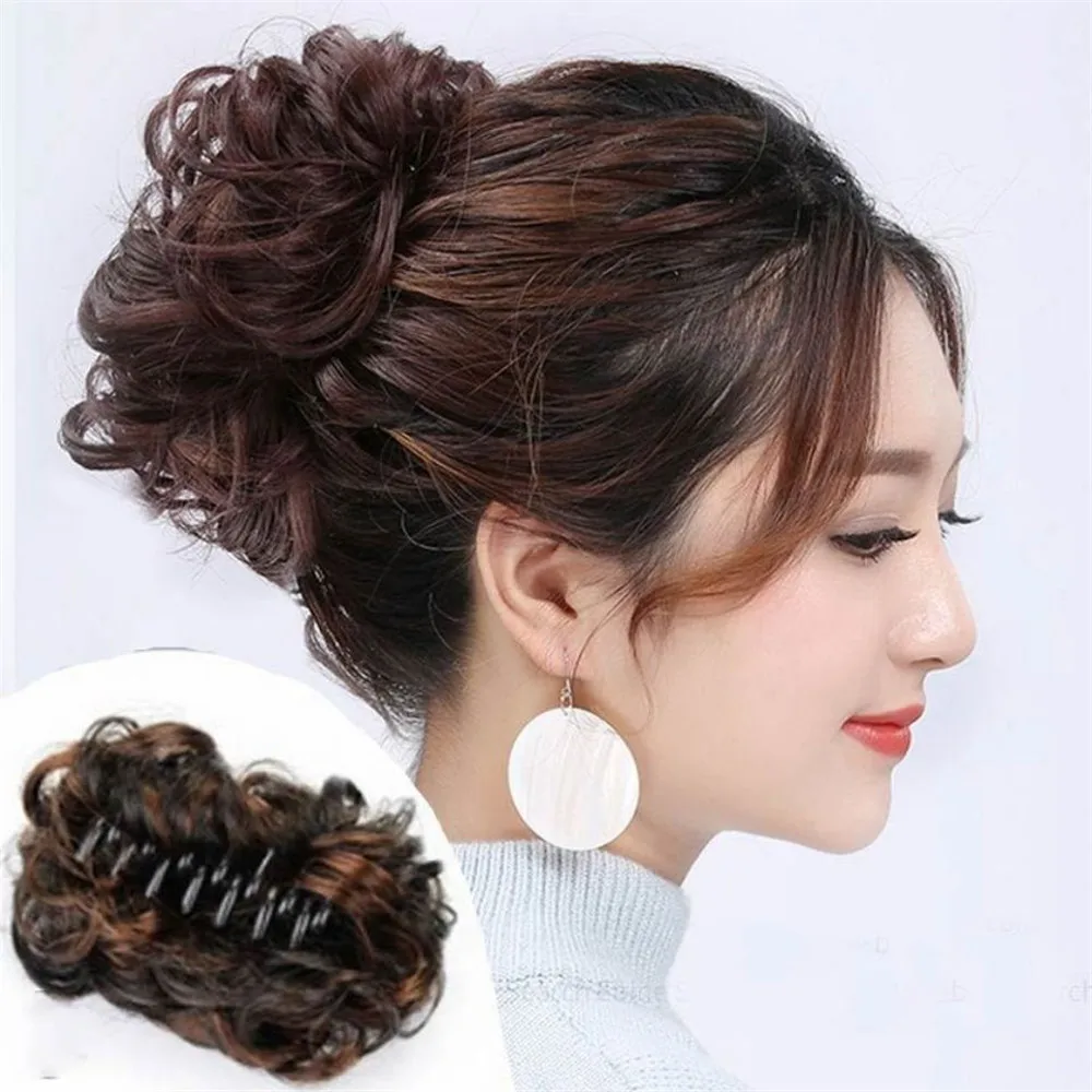 

Synthetic Hair Extension Chignon Donut Roller Bun Wig Claw Clip In Hairpiece for Women