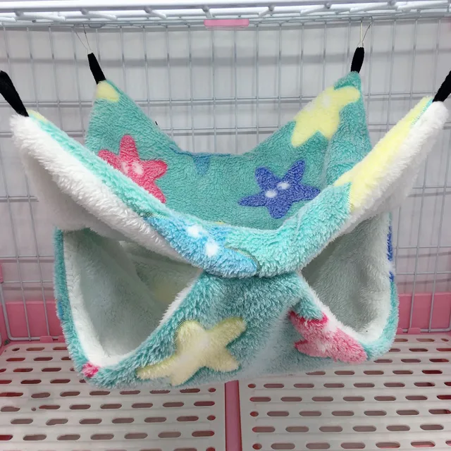 Pet Hammock Double-layer Plush Soft Winter Warm Hanging Nest Sleeping Bed Small Pets Hamster Squirrel Chinchilla House 6